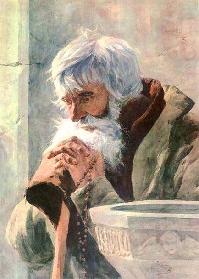 unknow artist Praying old man. china oil painting image